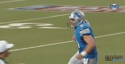 Football Player In Lions Jersey Pointing And Saying Villain GIF