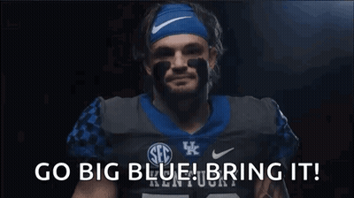 Football Player In Nike Headband And Kentucky Jersey Says Go Big Blue Bring It GIF
