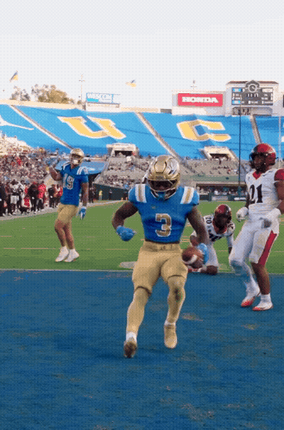 Football Player In Number 3 Jersey Running GIF
