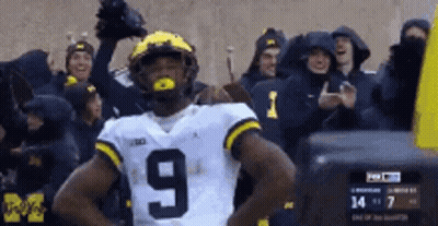 Football Player In Number 9 Jersey Before Crowd GIF