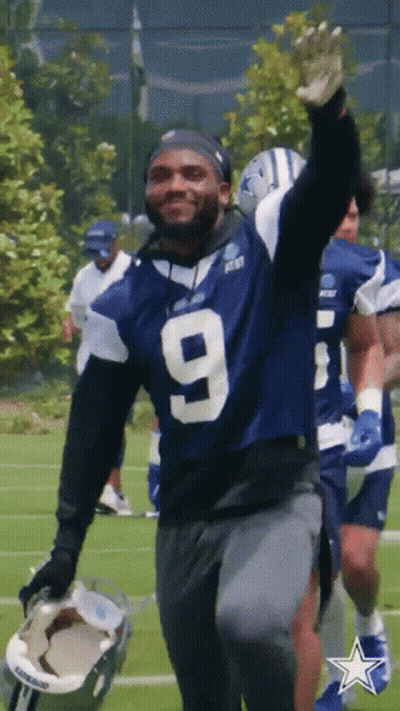 Football Player In Number 9 Jersey Waving GIF
