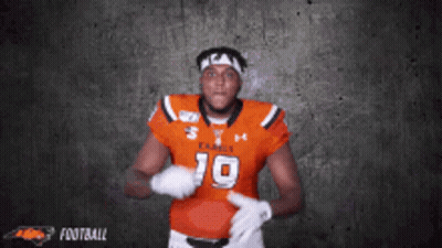 Football Player In Orange Jersey Number 19 GIF