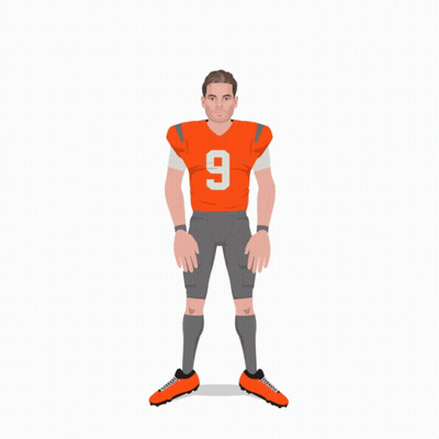 Football Player In Orange Jersey Number 9 GIF