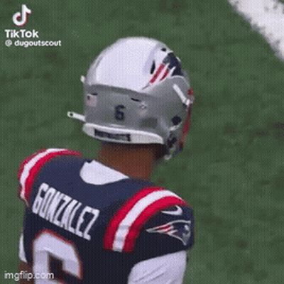 Football Player In Patriots Jersey And Helmet GIF
