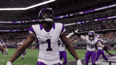 Football Player In Purple And White Jersey Number 1 GIF