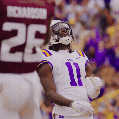 Football Player In Purple And Yellow Jersey Number 11 GIF