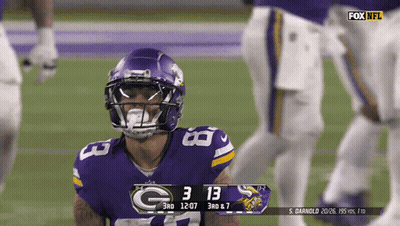Football Player In Purple Helmet Number 13 GIF