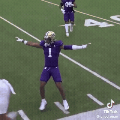Football Player In Purple Jersey Davis Helmet GIF