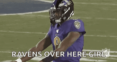 Football Player In Purple Jersey Ravens Over Here Girl GIF