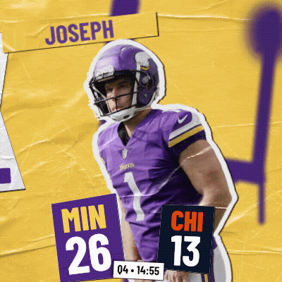 Football Player In Purple Uniform Holding Sign Saying Chi 13 GIF