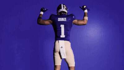 Football Player In Purple Uniform Number 1 GIF