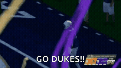 Football Player In Purple Uniform Running Go Dukes GIF