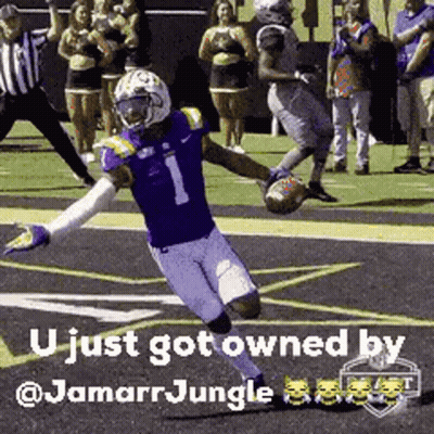 Football Player In Purple Uniform Running With Ball GIF