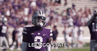 Football Player In Purple Uniform Says Let's Go State GIF