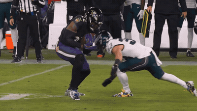 Football Player In Ravens Jersey Running With Ball GIF