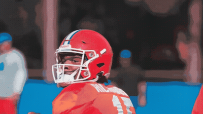 Football Player In Red Helmet Number 1 GIF