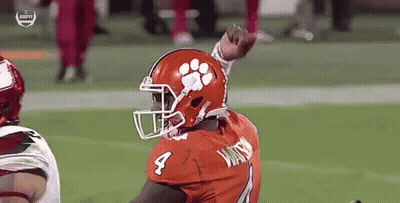 Football Player In Red Helmet Number 4 GIF
