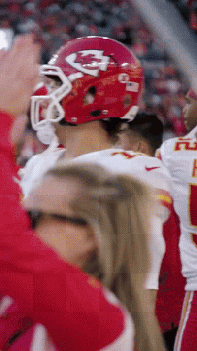 Football Player In Red Helmet With Letter K In Front Of Crowd GIF