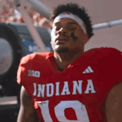 Football Player In Red Indiana Jersey Number 10 GIF