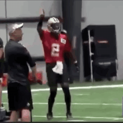 Football Player In Red Jersey Number 2 Arms Up GIF