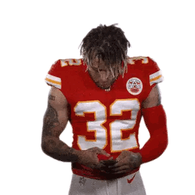 Football Player In Red Jersey Number 32 Sticker