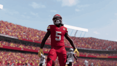 Football Player in Red Jersey Number 5