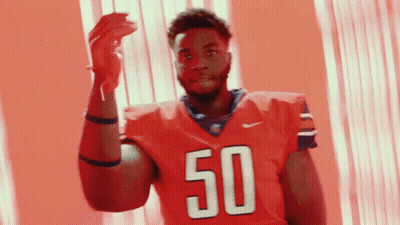 Football Player In Red Jersey Number 50 GIF