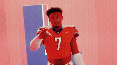 Football Player In Red Jersey Number 7 Pointing At Camera GIF