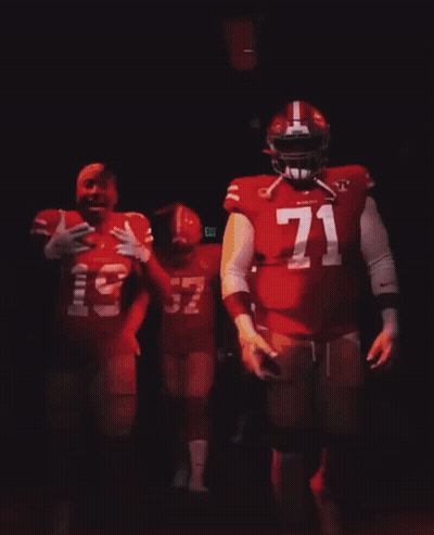 Football Player In Red Jersey Number 71 GIF