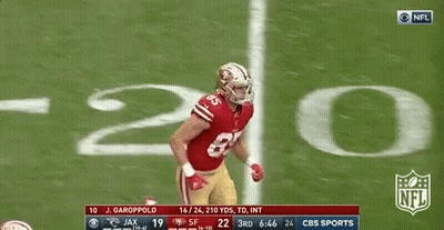 Football Player in Red Jersey Number 85