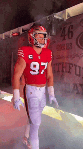 Football Player In Red Jersey Number 97 GIF