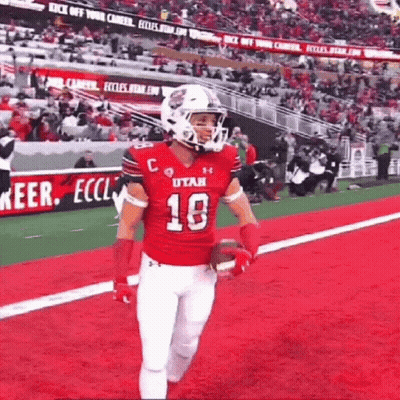 Football Player In Red Jersey Running GIF