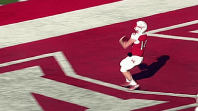 Football Player In Red Uniform Number 14 GIF