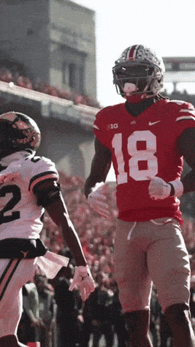 Football Player In Red Uniform Number 18 GIF