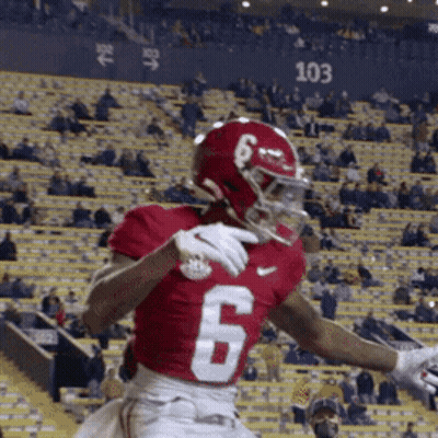 Football Player In Red Uniform Number 6 GIF