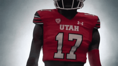 Football Player in Red Utah Jersey Number 17