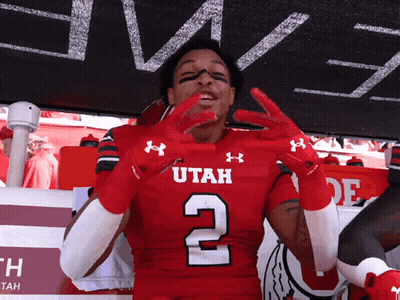 Football Player In Red Utah Jersey Number 2 GIF