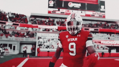 Football Player In Red Utah Jersey Number 9 GIF