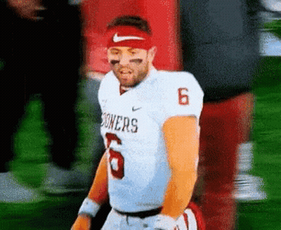 Football Player In Sooners Jersey On Field GIF
