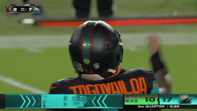 Football Player in Tagovailoa Jersey