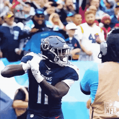 Football Player In Titans Jersey Running With Ball GIF
