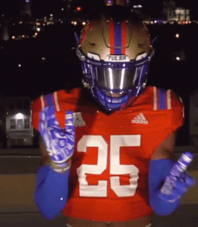 Football Player In Tulsa Helmet And Gloves GIF