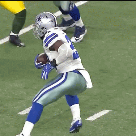 Football Player In White And Blue Uniform Running With Ball GIF