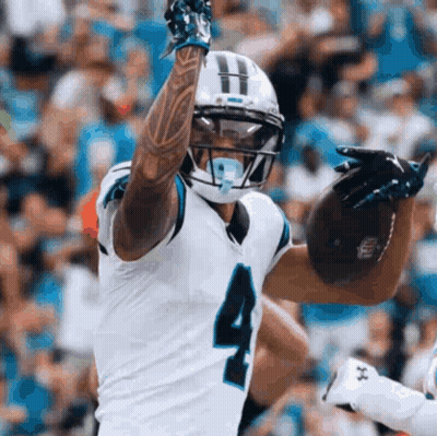 Football Player In White Uniform Number 4 GIF