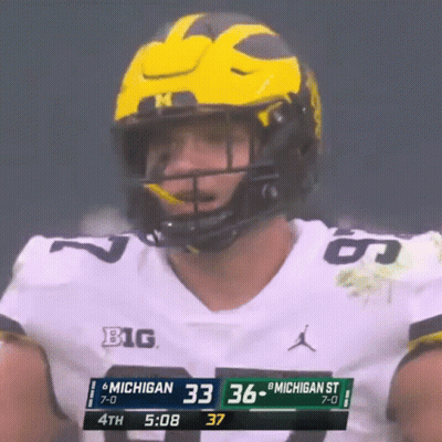 Football Player In Yellow Helmet Number 33 GIF