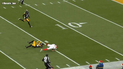 Football Player Laying On Field With Royals Jun GIF