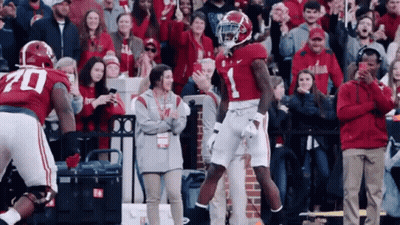 Football Player Number 1 Celebrating Touchdown GIF