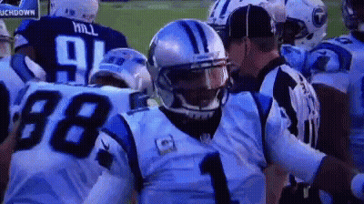 Football Player Number 1 Next To Referee GIF