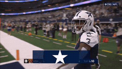 Football Player Number 3 On Helmet Standing On Field GIF