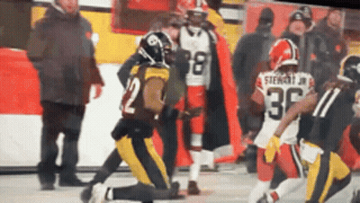 Football Player Number 35 Kneeling GIF